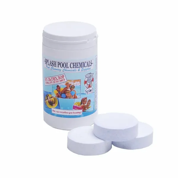 Хлор 3 в 1 по 200 гр. Мульти таблетки хлору для тривалої дезінфекції води у басейні Splash